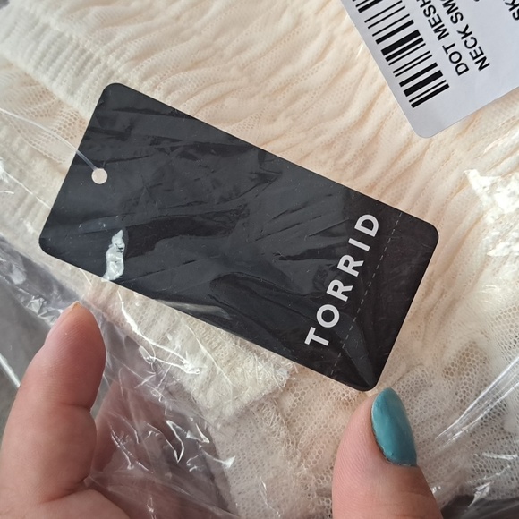 NWT TORRID DOT MESH SQUARE NECK SMOCKED TOP - Picture 2 of 2